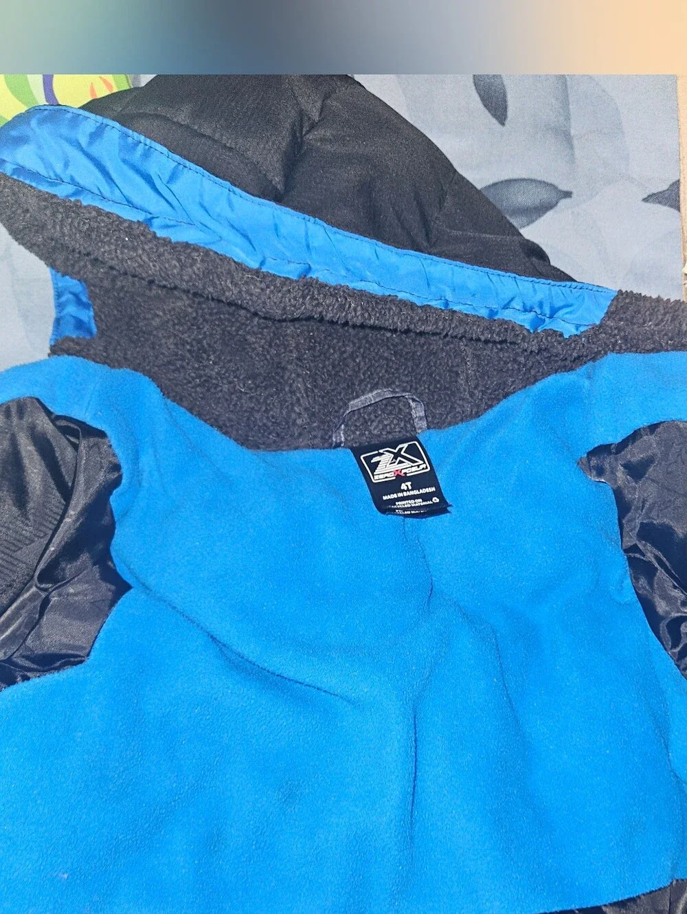ZeroXposur Black and Blue Hooded Kids Puffer Jacket